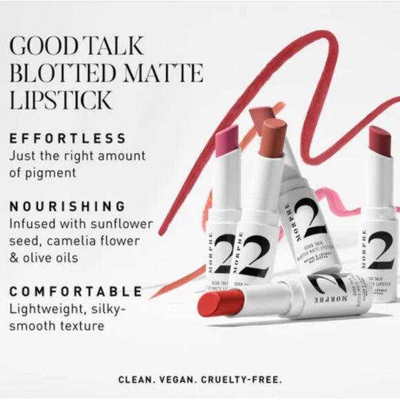 🌼 MORPHE 2 Good Talk Blotted Matte Lipstick - Red Sunset NIB - Picture 5 of 9